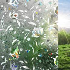 Rabbitgoo 3D 90x200 cm Decorative Stained Glass Window Film
