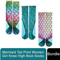 Aquarius Mermaid Tail Print High Polyester Boot Socks - Women's