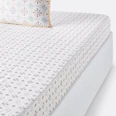 Textiles LA REDOUTE INTERIEURS Salernes Tile Print 100% Cotton Fitted 160 x 200 cm Grey Print Bed Sheet