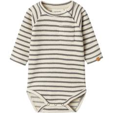 Lil'Atelier Baby Boys Long Sleeve Striped Bodysuit - Turtledove Pewter