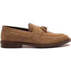 Thomas Crick Clinton Suede Leather Tassel Formal Loafer Shoes - Brown