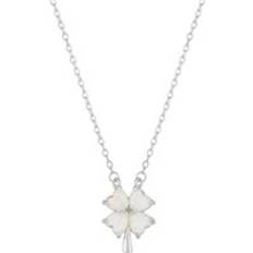 Opaler Halsband Spero London White Opal Four Leaf Clover Sterling Silver Necklace