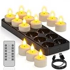 Candles & Accessories on sale Yme Rechargeable Tea Lights Candles 12pcs Battery Flameless Remote Control Pack LED Candle 2pcs