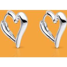 Jewellery John Greed Portrait Muse Silver Open Heart Hoop Earrings - Silver