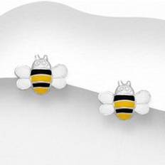 Jewellery John Greed Signature Silver Coloured Bee Enamel Stud Earrings - Silver