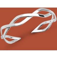 Jewellery John Greed Portrait Sketch Crossover Wave Cuff Bangle - Silver