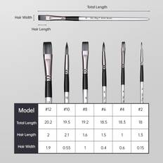 Tomtop Jms 6pcs Pinsel Set Flache Runde Pinsel für Aquarell und Gouache Malerei Nylon Haar und Silber