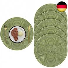 Place Mats Pauwer Rund 6er Set Platzsets Abwaschbar Hitzebeständigen 38cm Grün Platzdeckchen Grün
