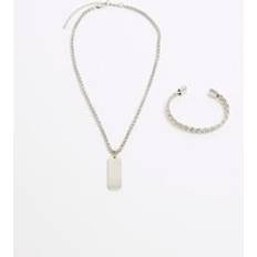 Jewellery Sets on sale River Island Mens Bracelet And Necklace Set - Silver