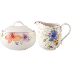 Zuckerschalen Villeroy & Boch Mariefleur Basic Milch- Zucker-Set mit Frühlingshaftem Design - Mehrfarbig Zuckerschale