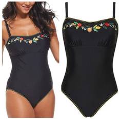 Figleaves Swimsuits Figleaves black citrus fruits non wired bandeau swimsuit uk 10