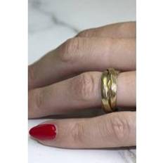 Gold Plated Sterling Silver Unisex Hammered Russian Wedding Ring - Gold