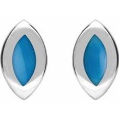 Turquoise Earrings C W Sellors Sterling Silver Turquoise Framed Marquise Stud Earrings - Silver