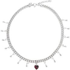 Maria Nilsdotter Halsband Maria Nilsdotter Drop Of Heart Necklace Moçambique Granat - Silver