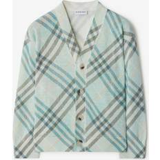 Green Cardigans Children's Clothing Burberry Check Linen Cardigan - Green