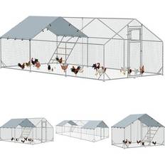Pawhut Stor Hönsgård 18 m² Robust Och Väderskyddad 300 x 600 x 195 cm