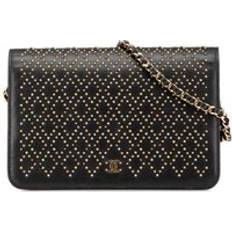 Chanel Crossbody Bags Chanel Preloved Studded Leather Crossbody Bag - Black