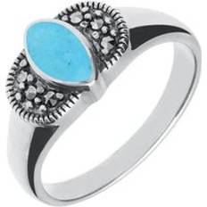Turquoise Rings C W Sellors Sterling Silver Turquoise Marcasite Marquise Ring - Silver