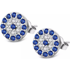 Mini Evil Eye Stud Earring - Silver