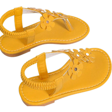 Babies - Yellow Sandals Shein pair Yellow Handmade Beaded Roman Sandals For Infant And Toddler Girls With Flower Design Round Toe And Flat Soles Comfortable And Cute Fashionable Sa