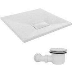 700 x 700mm SMC White Square Slate Effect Bathroom Shower Tray
