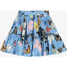 Blue Skirts Dolce & Gabbana Girls Butterfly Print Cotton Poplin Skirt Blue