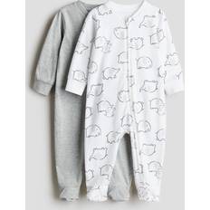 18-24M Pyjamasar Barnkläder H&M Pyjamasoverall Med Dragkedja - Ljusgrå/Elefanter