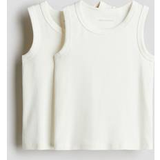 Linnen H&M Pima Cotton Vest Tops - White