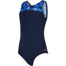 Zoggs Geo Spiral Infinity Back Swimsuit - Navy