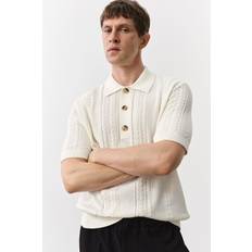 H&M Kabelstrikket Poloshirt Regular Fit - Hvid