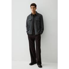 H&M Men Regular Fit Felted Overshirt - Grey