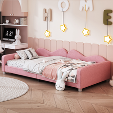 Pink Sofas Bed Bath & Beyond Upholstered Daybed Sherpa Fabric Sofabed with Cloud-Shaped Backrest Pink Twin Sofa