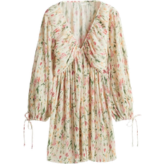 H&M Plissé Dress - White/Floral