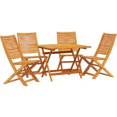 Outdoor dining table and chairs Utemöbler vidaXL Outdoor Furniture of 5 Natural Wood Solid Acacia Patio Dining Set, 1 Table incl. 4 Chairs