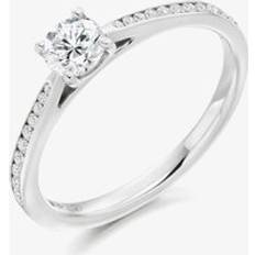 Platinum Rings T.H.Baker Platinum Diamond-Shoulder Solitaire Engagement Ring - Silver
