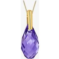 Amethyst Necklaces T.H.Baker 9ct Yellow Gold Purple Crystal Dropper Necklace 1.68.7121