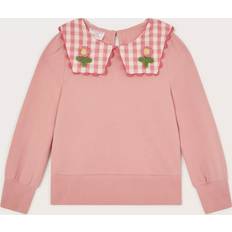 Pink Sweatshirts Monsoon Girls Gingham Collar Sweatshirt - Pink