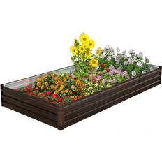 Metal raised beds Costway Metal Raised Garden Bed 240 x 120 x 30 cm - Brown