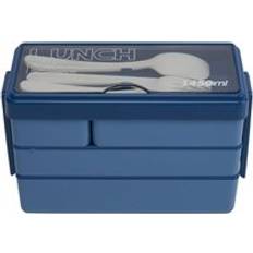 Bento-Style Plastic Lunch Box with Cutlery 3-Layer