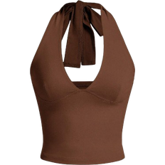 Shein Solid Color Sleeveless Backless Tank Top Summer Casual
