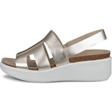 Ecco Sandaletter ecco Flowt Wedge Cork Sandale Compensée Liège Et Cuir Pour Femme - Doré
