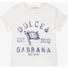 Baby Boys Cotton Dg Logo Flag T-Shirt White/Blue
