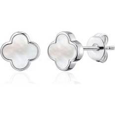 Silver Plated Earrings Philip Jones Gemstone Clover Earrings - Mother of Pearl
