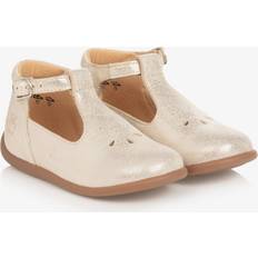 Gold First Steps Children's Shoes Pom d'Api Girls Gold Leather First Walker Shoes - Gold