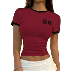 Shein Mens Casual Contrast Color Digit Print Slim Fit TShirt Summer