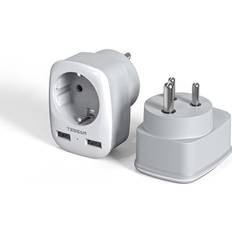 Tessan 2 Pack Reiseadapter Indien mit USB 2500W Typ D