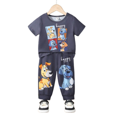 Shein Casual Daily Sports T-Shirt Set - Cute Dog Print