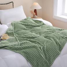 Linecooo Sage Fleece Throw Blanket 90 x 90 in Super Soft Cozy Plush Microfiber Blankets Green
