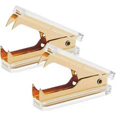 LOVE MEI 2 Pack Gold Staple Remover Clear Acrylic Golden Glitter Metal Jaws