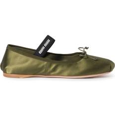 Green Ballerinas Miu Miu Satin Ballerina Shoes - Women - Green